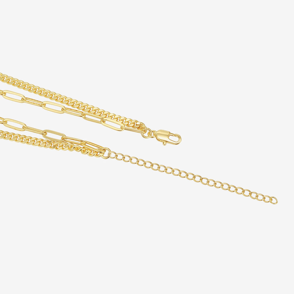 Layered Chain Circle Necklace Yellow Gold Necklace 