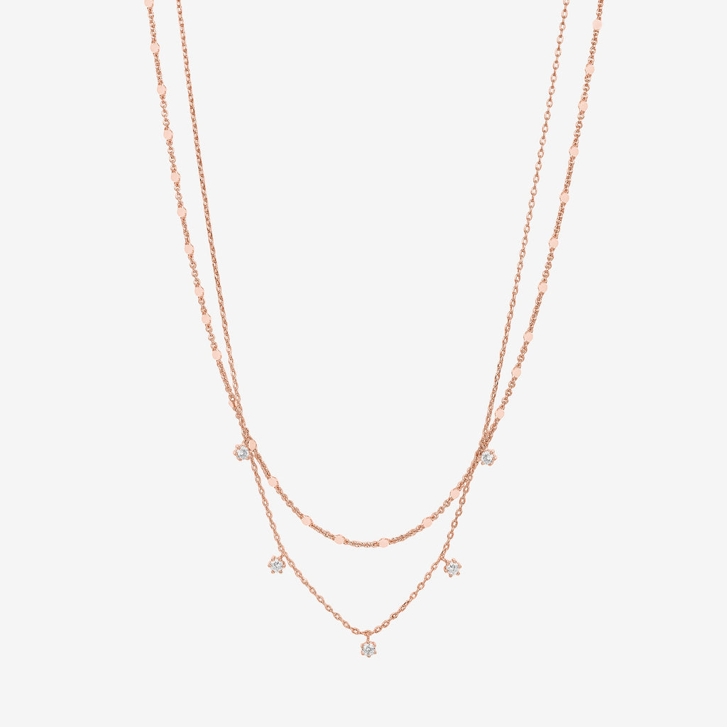 Cubic Zirconia Chain Necklace Rose Gold Necklace 