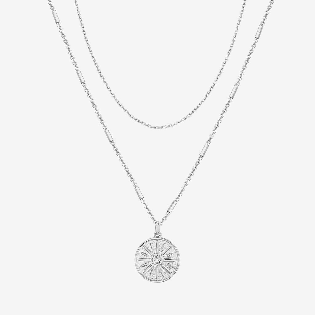 Coin Pendant White Gold Necklace 