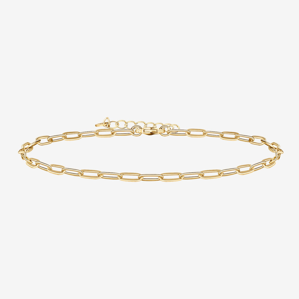 Paperclip Anklet Yellow Gold Anklet 