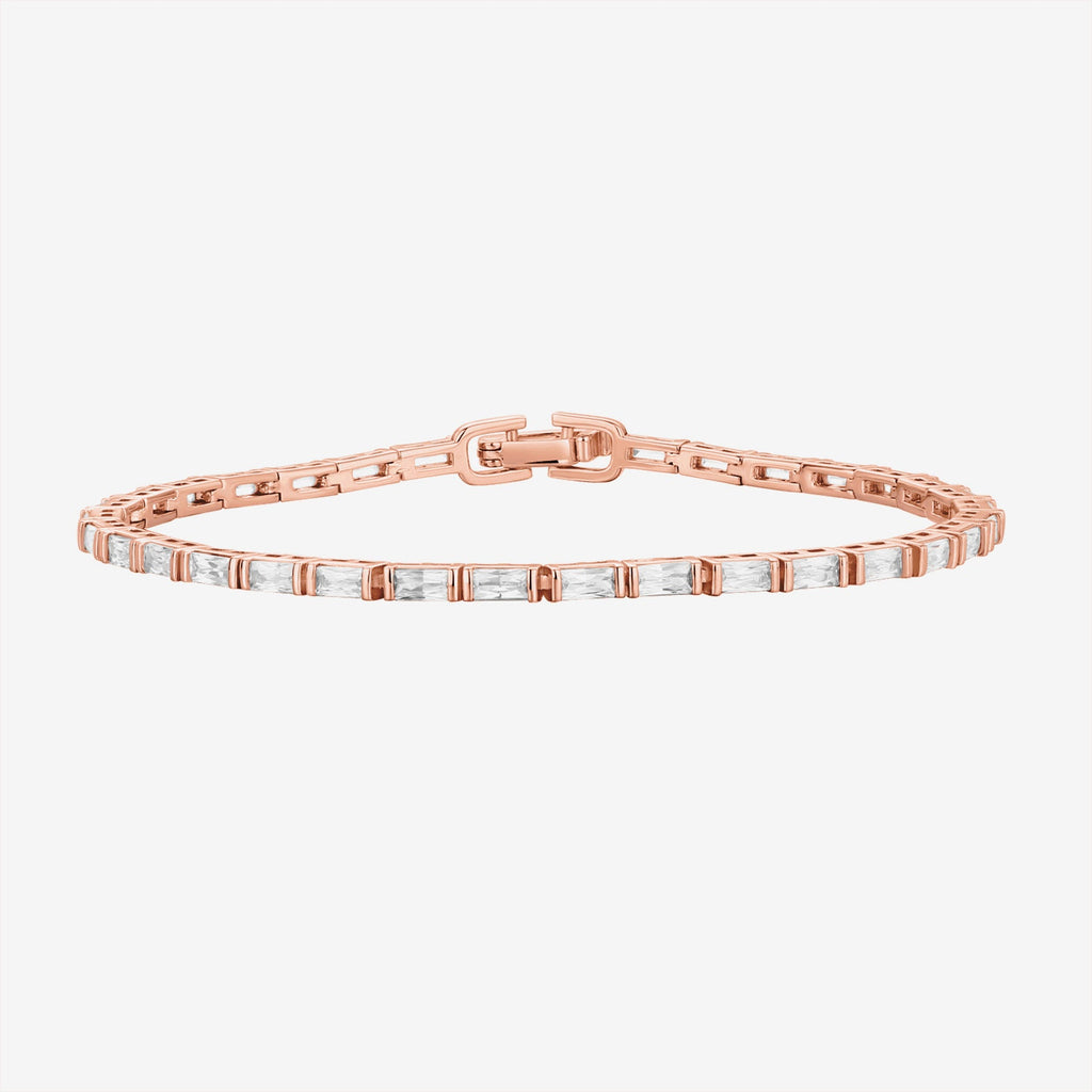 Baguette Tennis Bracelet 6.5 Inches, 7 Inches, 7.5 Inches, Rose Gold Bracelet 