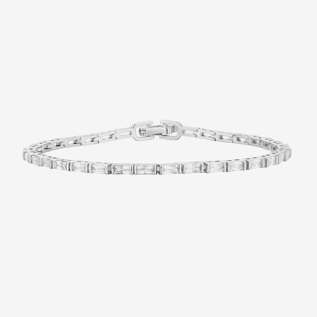 Baguette Tennis Bracelet 6.5 Inches, 7 Inches, 7.5 Inches, White Gold Bracelet 