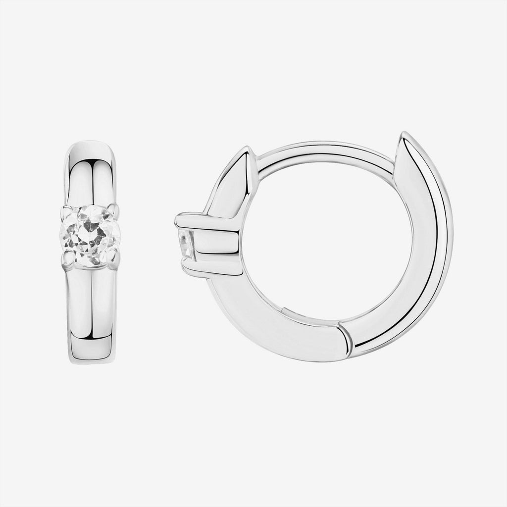 Solitaire Huggies White Gold Earring 
