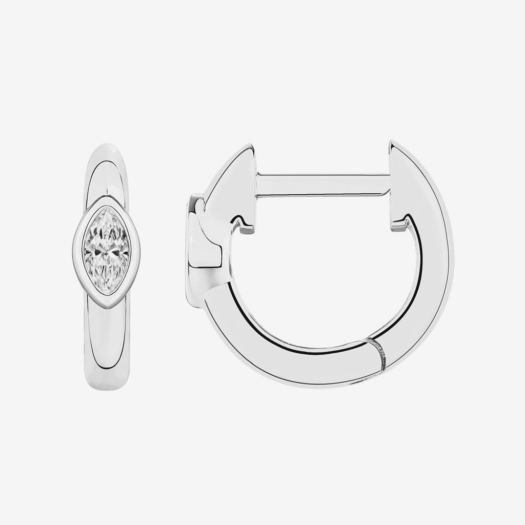Marquise Huggie White Gold Earring 