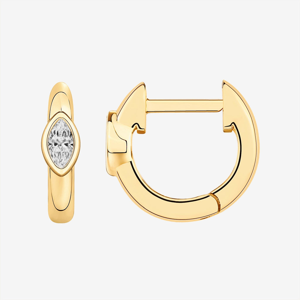 Marquise Huggie Yellow Gold Earring 