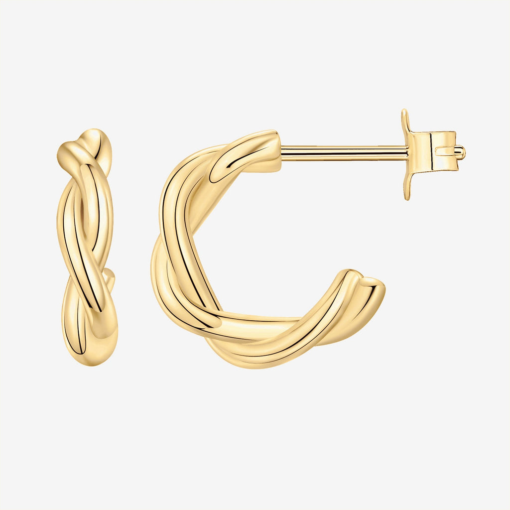 Twisted Hoops Yellow Gold Earring 