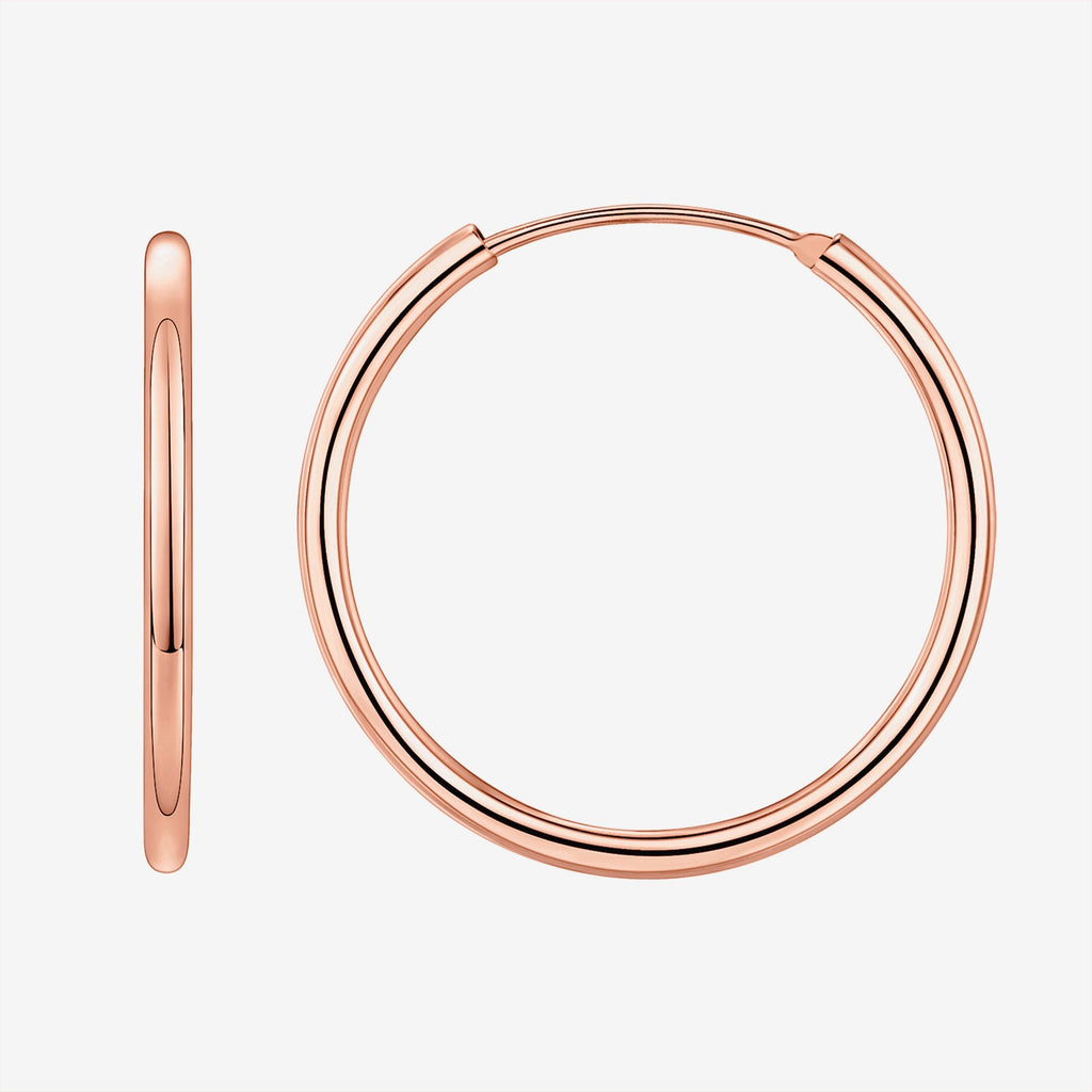 Classic Thin Hoop Sleepers 30mm, Rose Gold Earring 
