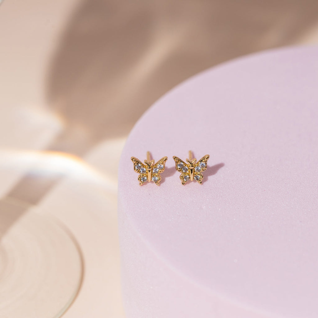 Butterfly Studs Yellow Gold Earring 