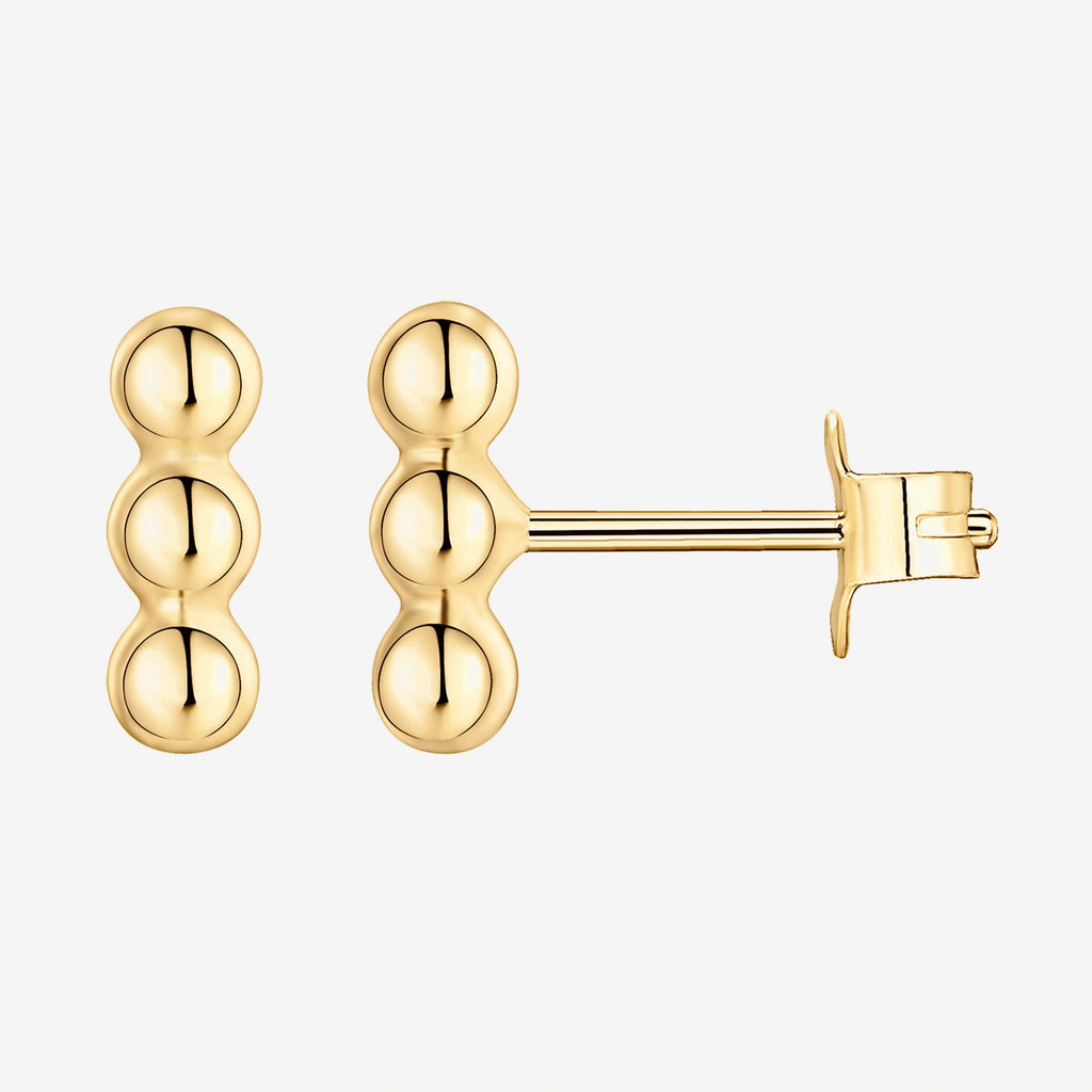 Round Ball Studs Yellow Gold Earring 