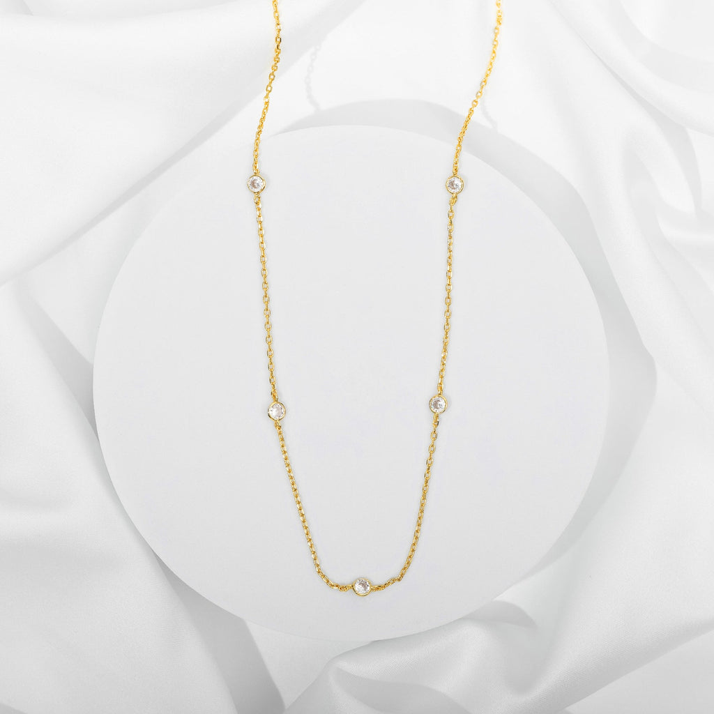 Simulated Diamond By The Yard Necklace Yellow Gold Necklace 