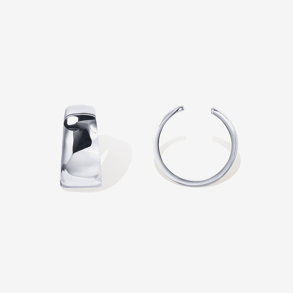 Thick Cuff White Gold Earring 