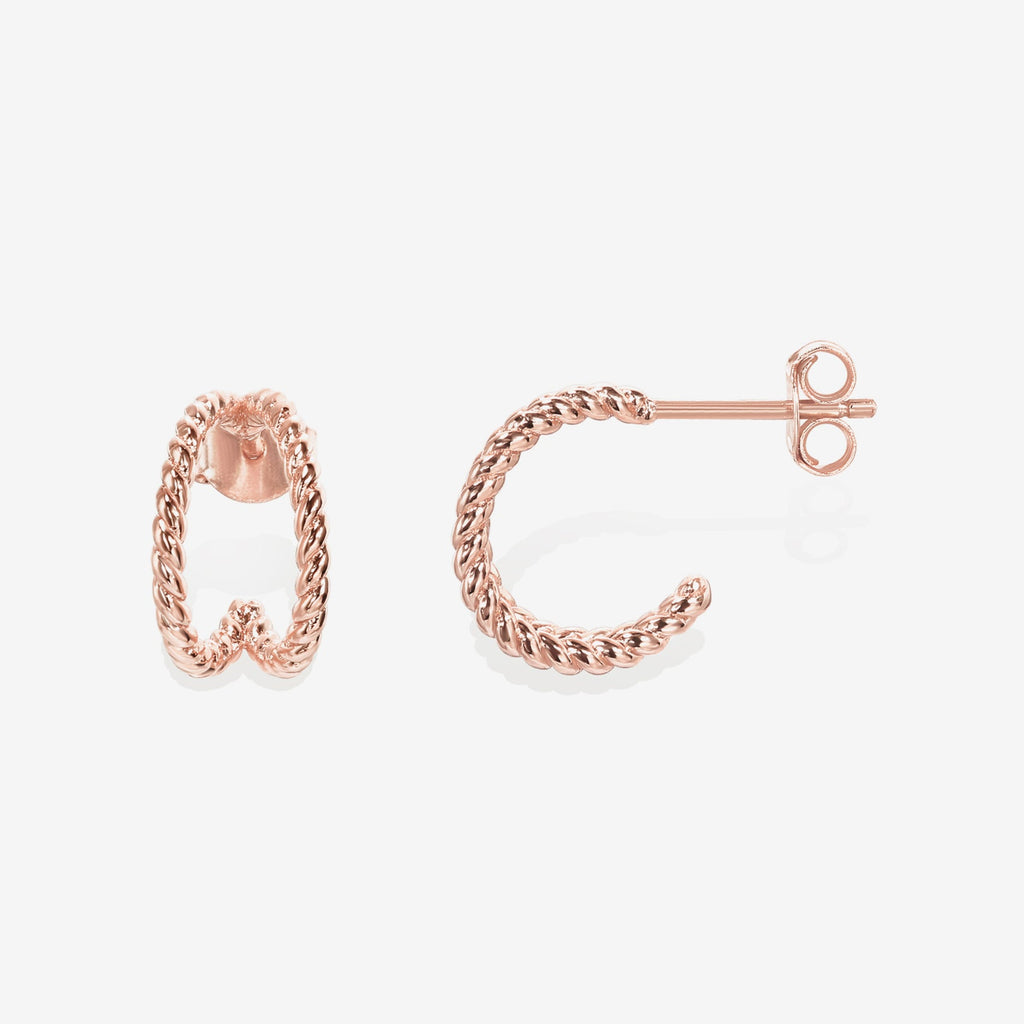 Double Twisted Rope Huggies Rose Gold Earring 
