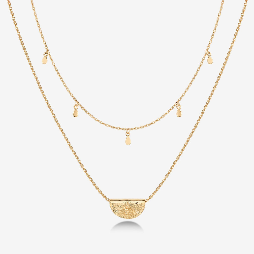Layered Droplet Station Necklace  Necklace 