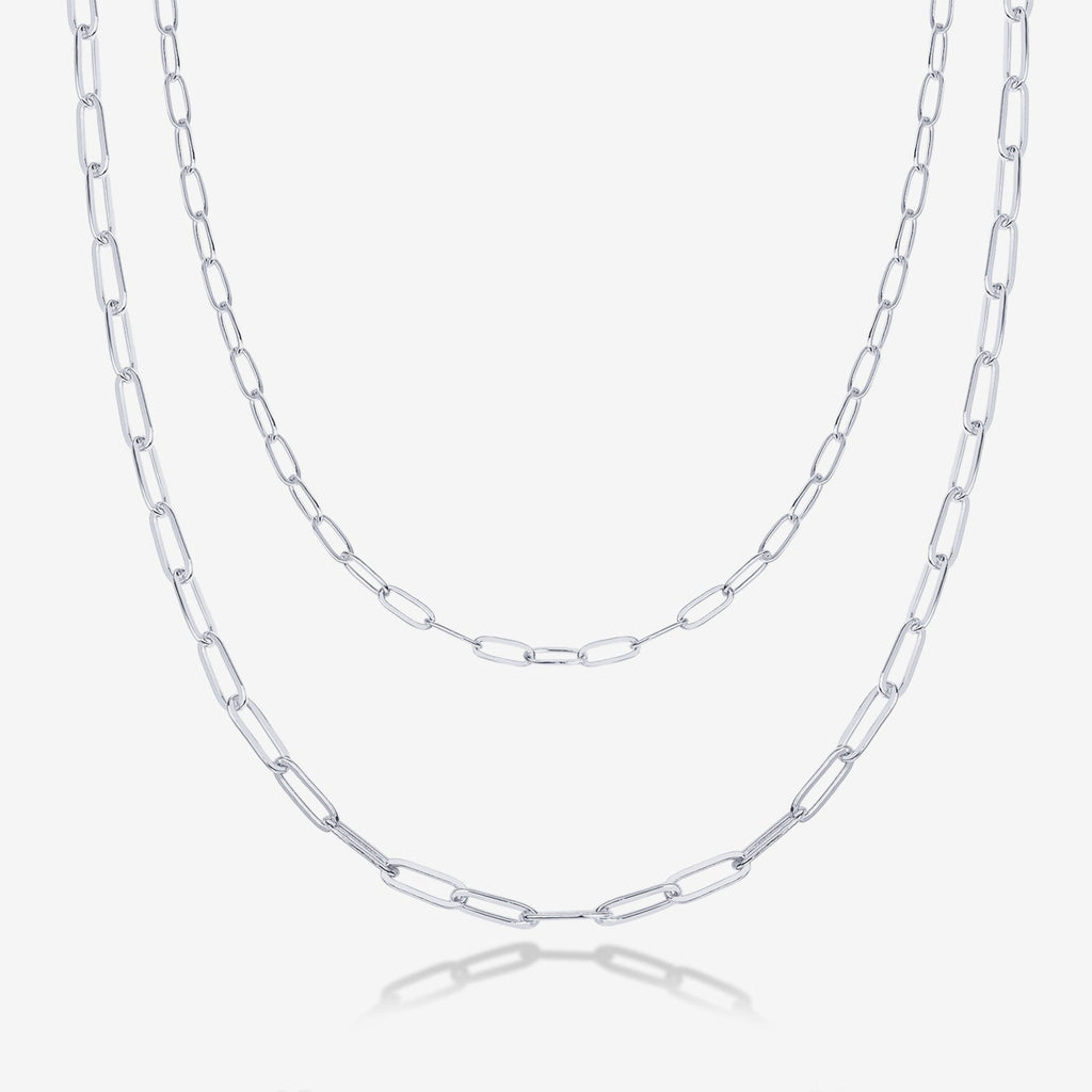 Layered Paperclip Necklace White Gold Necklace 