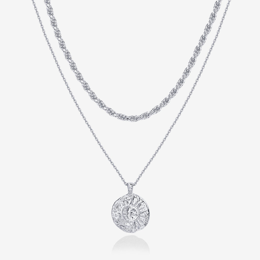 Layered Rope Chain Necklace White Gold Necklace 