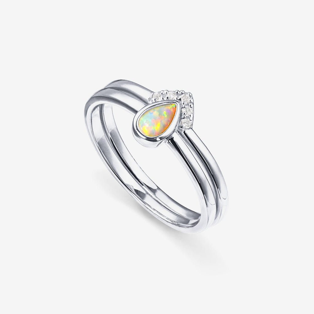 Opal Stacking Ring White Gold, 5, 6, 7, 8, 9 Ring 