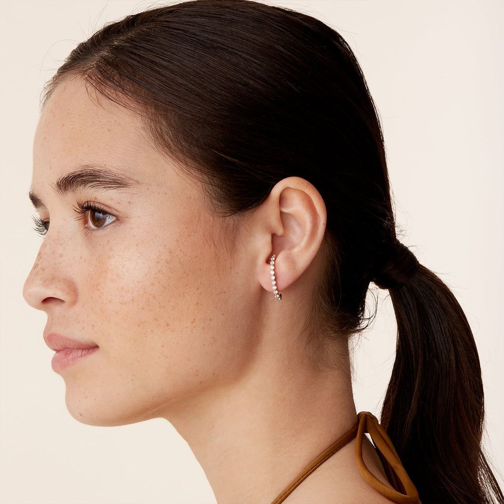 Classic Suspender Cuff Yellow Gold Earring 