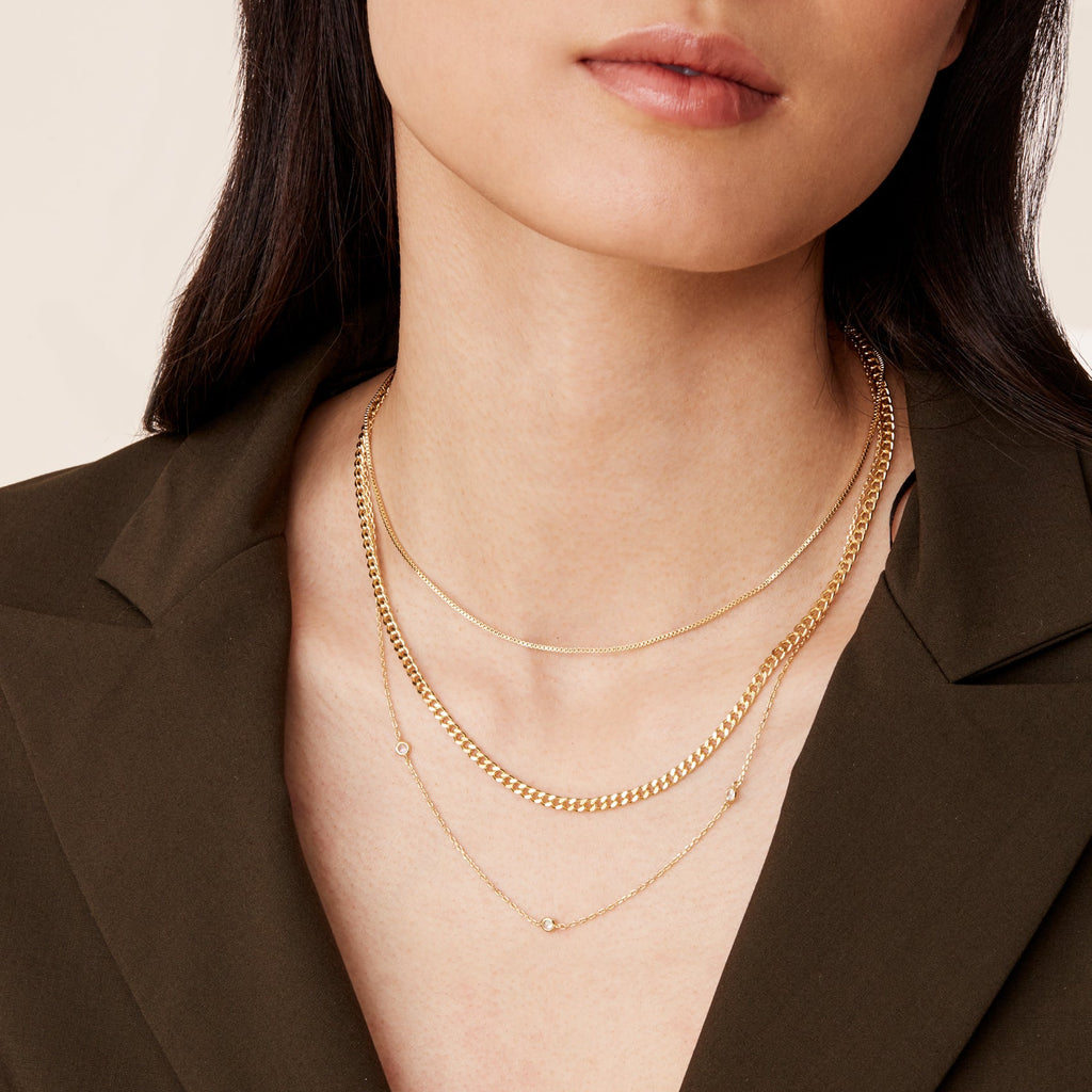 Eva Layered Necklace Yellow Gold Necklace 