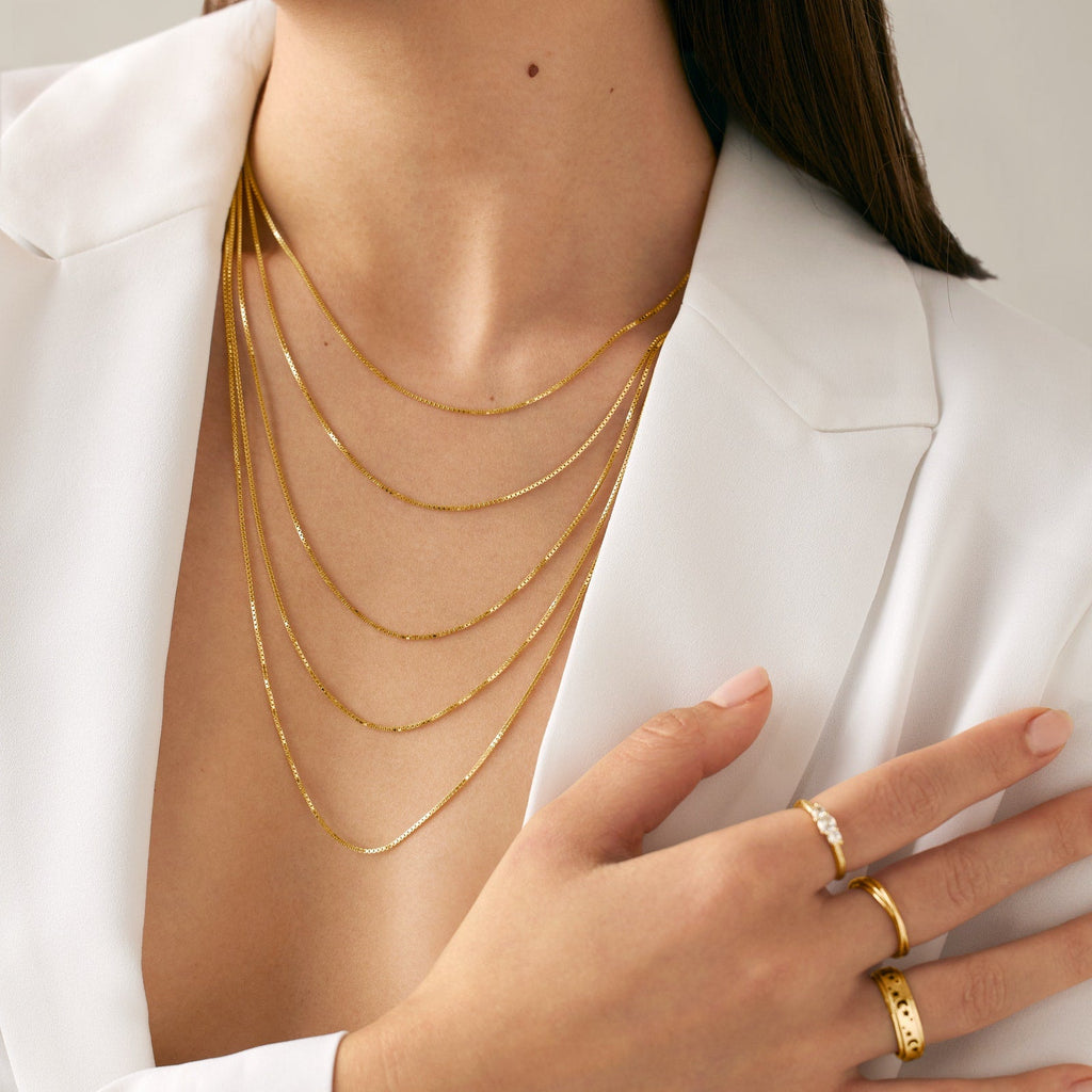 Stackable Thick Square Box Chain Necklace   