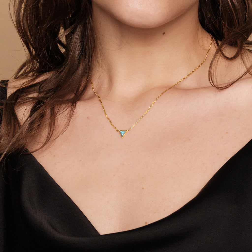 Trinity Necklace Yellow Gold Green Opal Necklace 