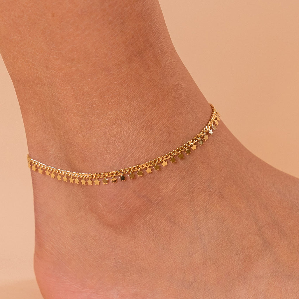 Star Anklet Yellow Gold Anklet 