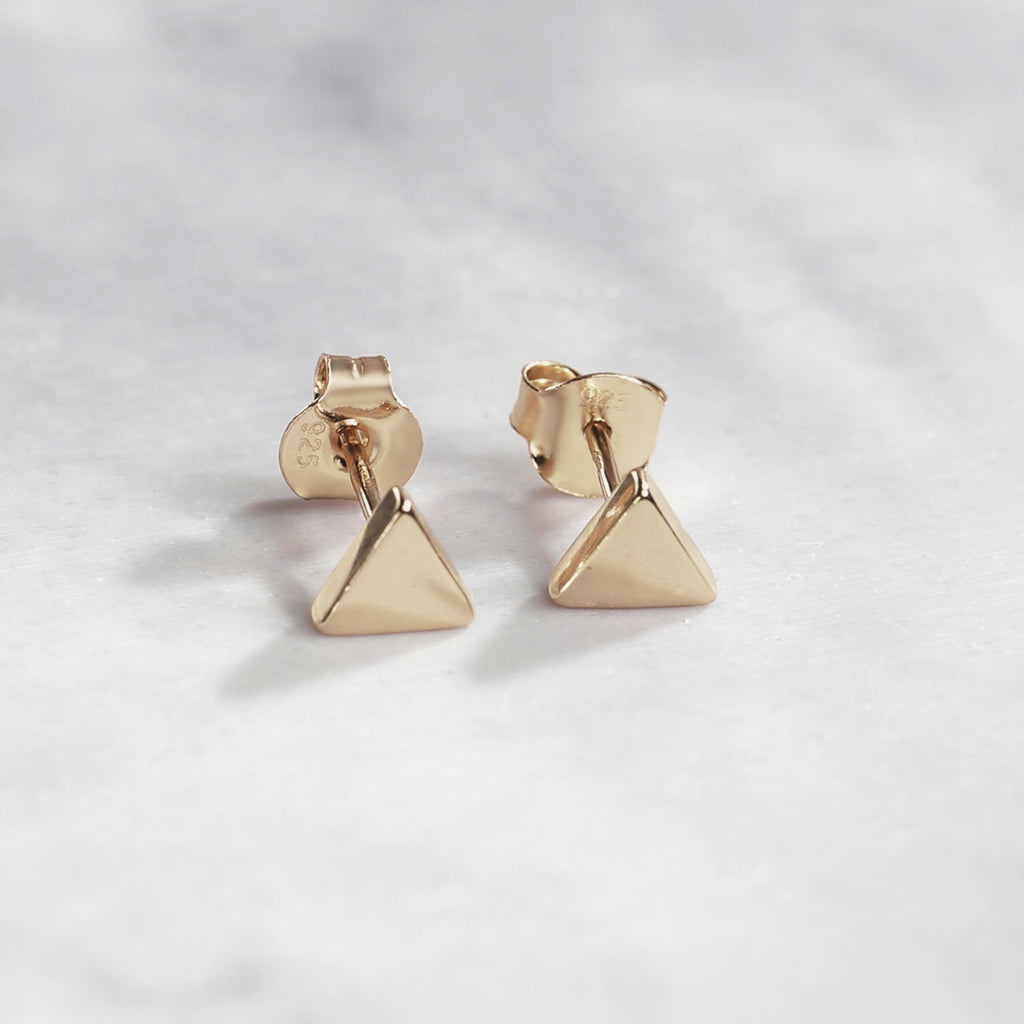 Triangle Studs Yellow Gold Earring 