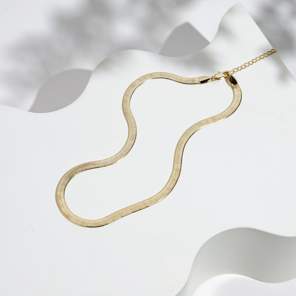 Snake Chain Adjustable Necklace Large, Yellow Gold Necklace 