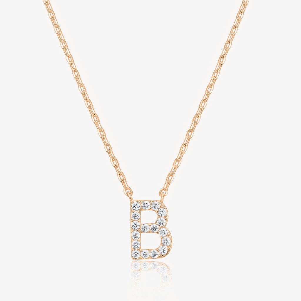Initial Necklace B, Rose Gold Necklace 