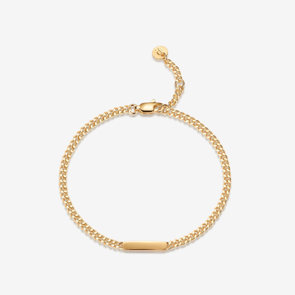 Engravable Curb Link Bracelet Yellow Gold Bracelet 