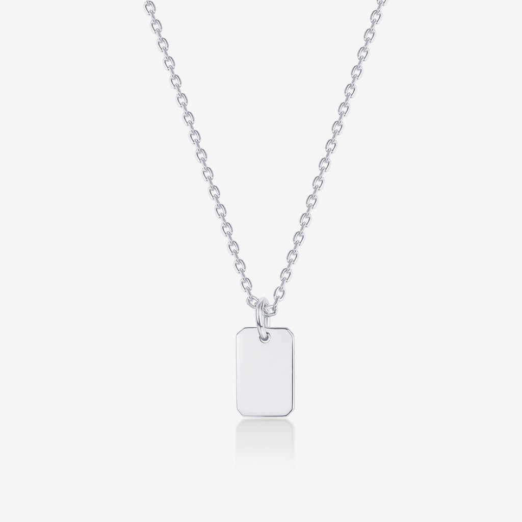 Engravable Tag Necklace White Gold Necklace 