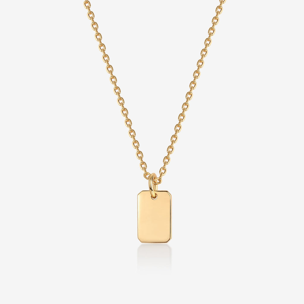 Engravable Tag Necklace Yellow Gold Necklace 
