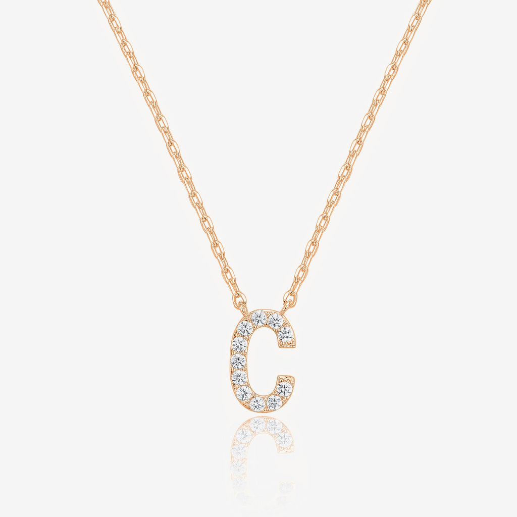 Initial Necklace C, Rose Gold Necklace 