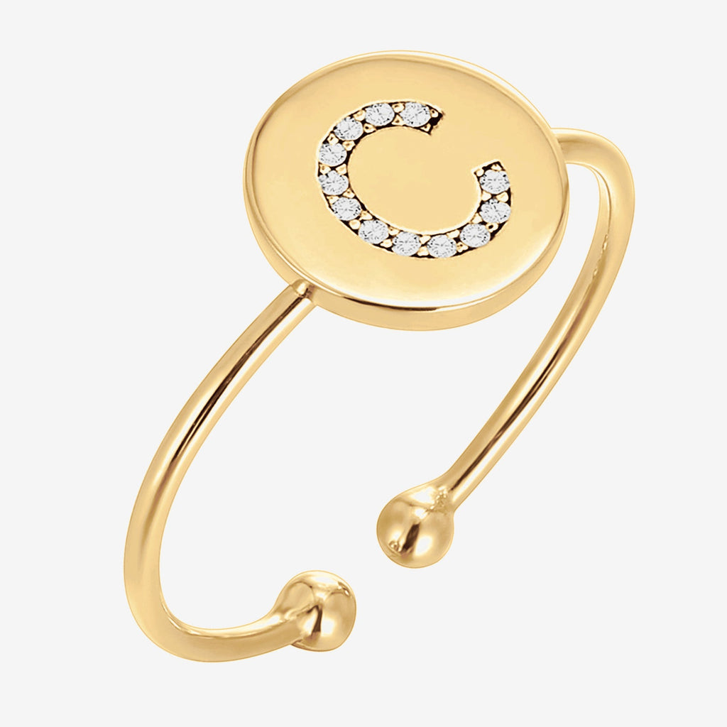 Initial Letter Ring C, Yellow Gold Ring 