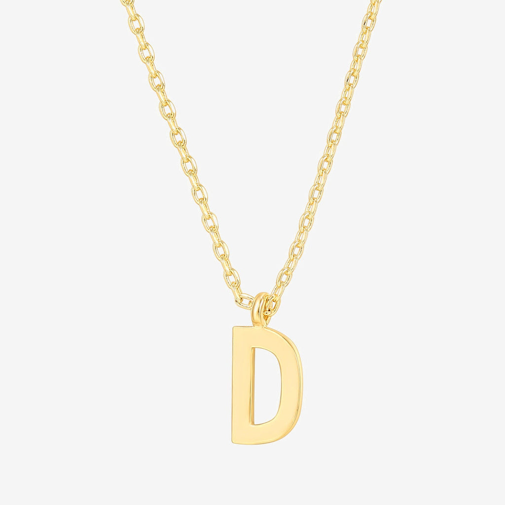 Initial Pendant D, Yellow Gold Necklace 