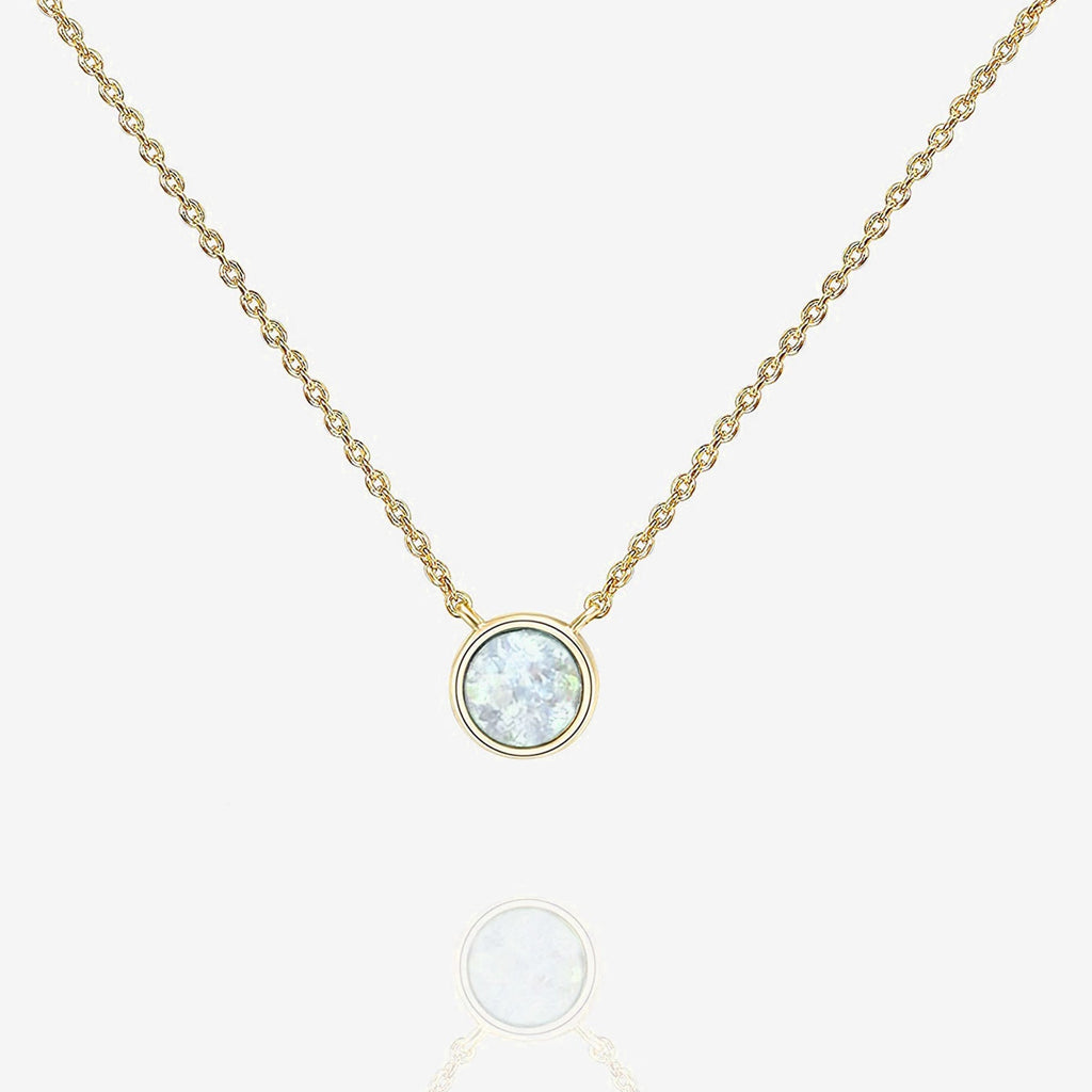 Opal Necklace White Gold Blue Opal Necklace 