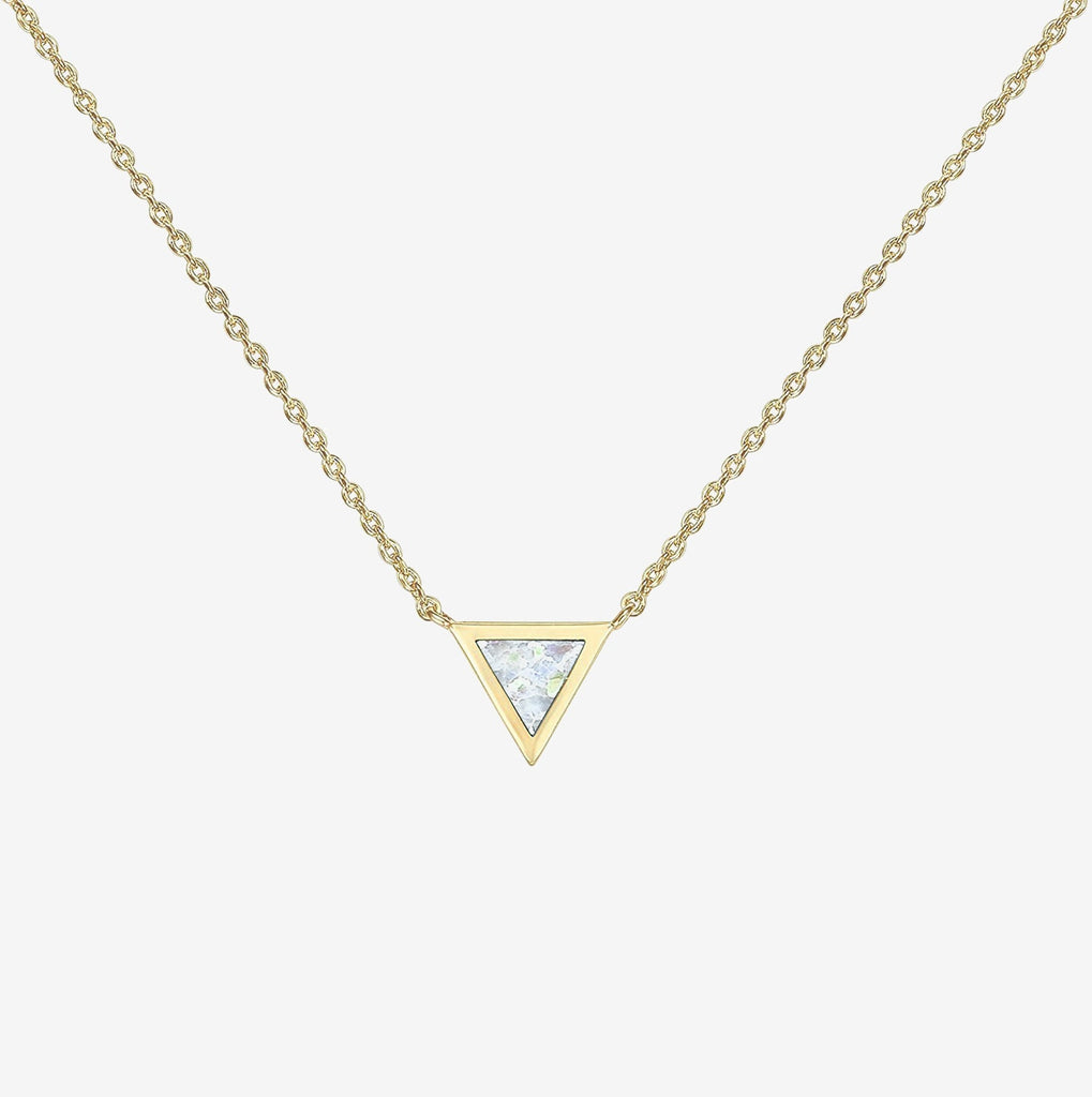 Trinity Necklace Yellow Gold White Opal Necklace 