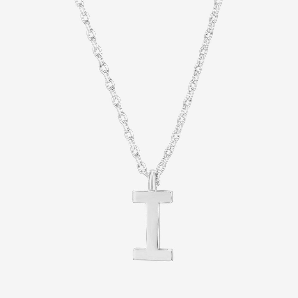 Initial Pendant I, White Gold Necklace 