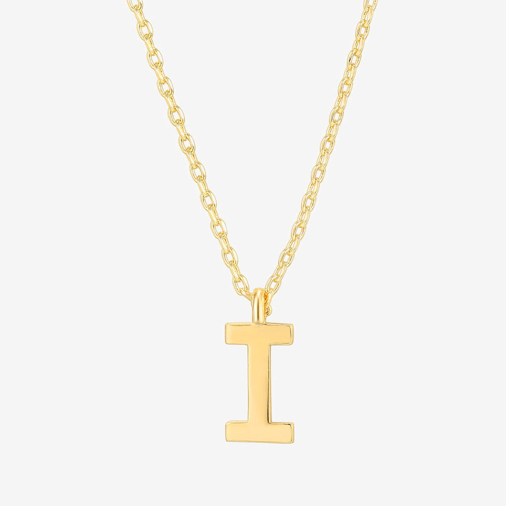 Initial Pendant I, Yellow Gold Necklace 