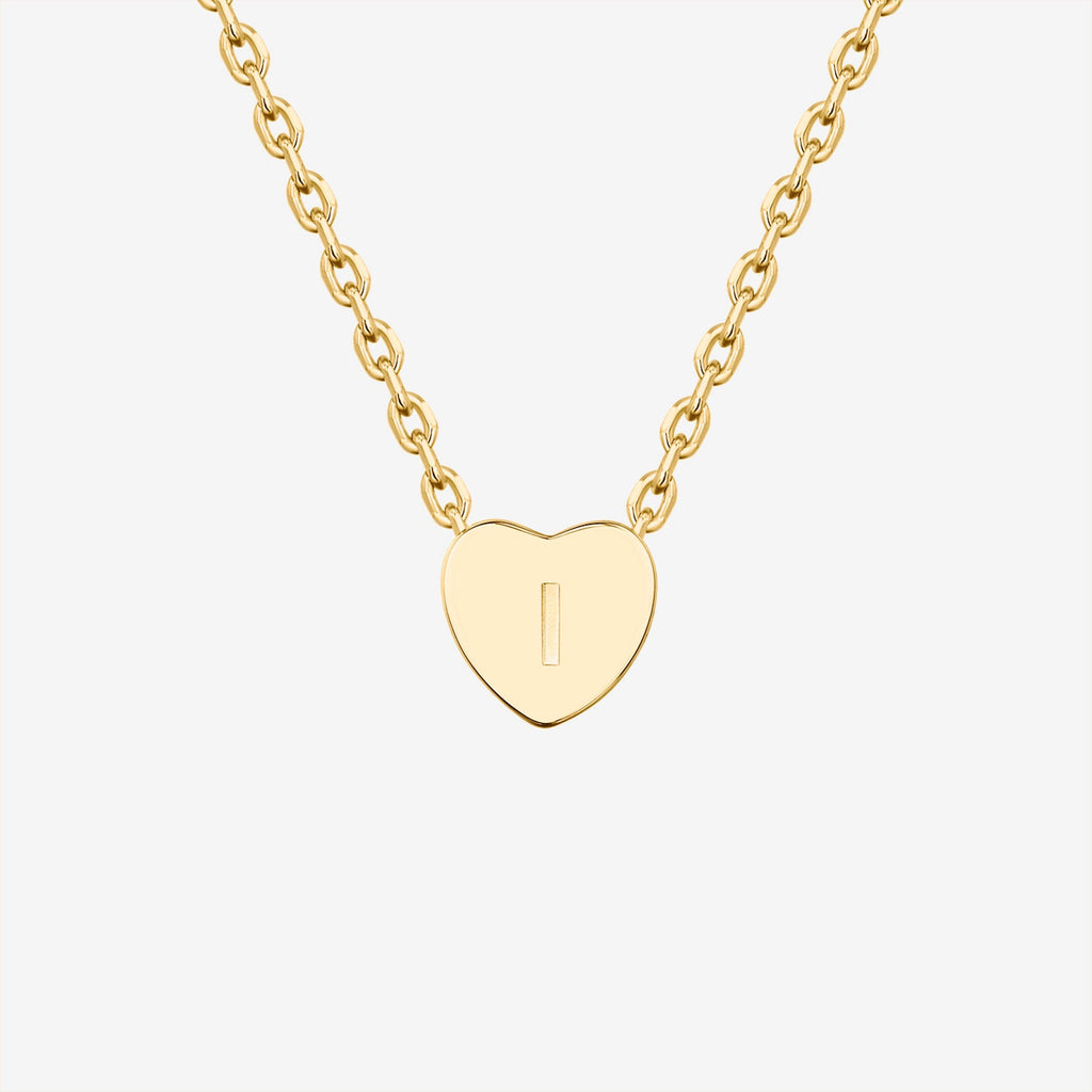 Dainty Heart Initial Necklace I, Yellow Gold Necklace 
