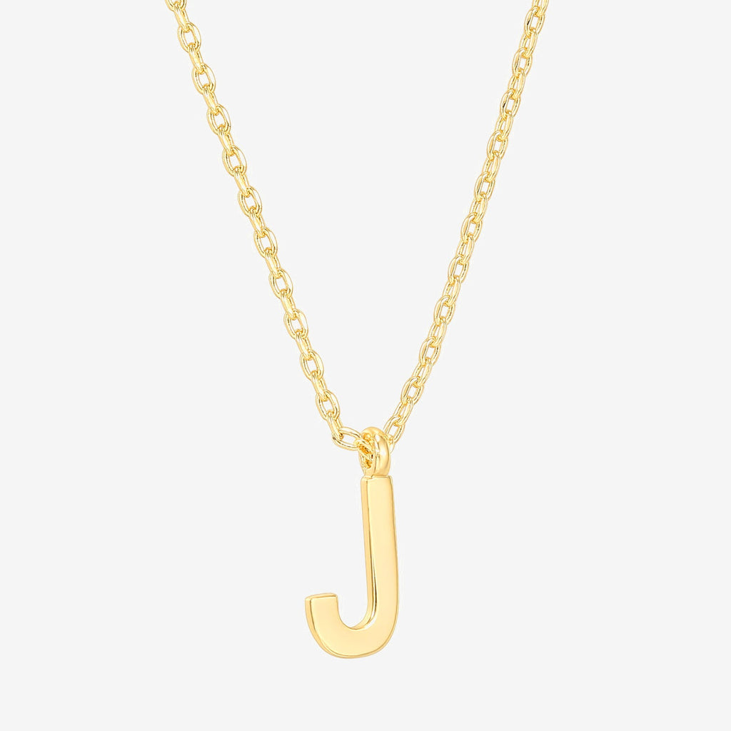 Initial Pendant J, Yellow Gold Necklace 