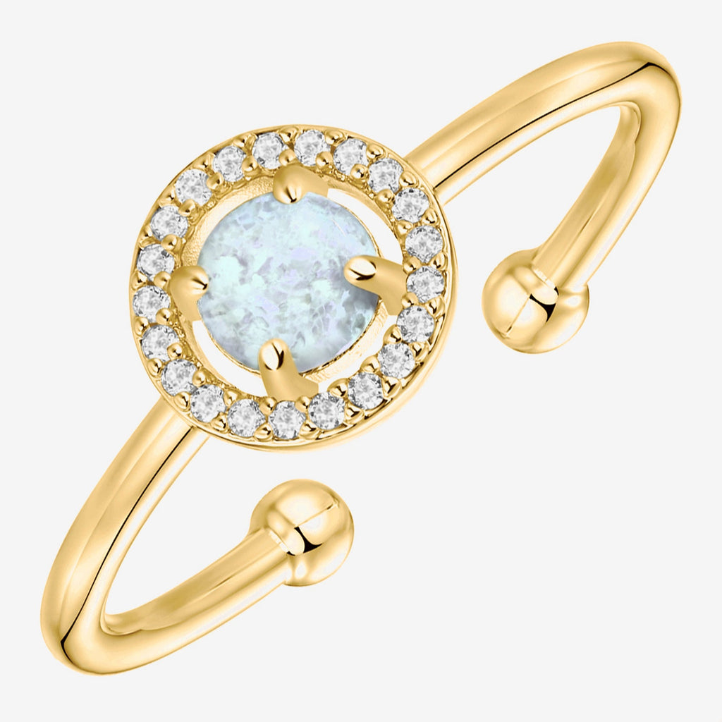 Cosmo Ring Yellow Gold White Opal  