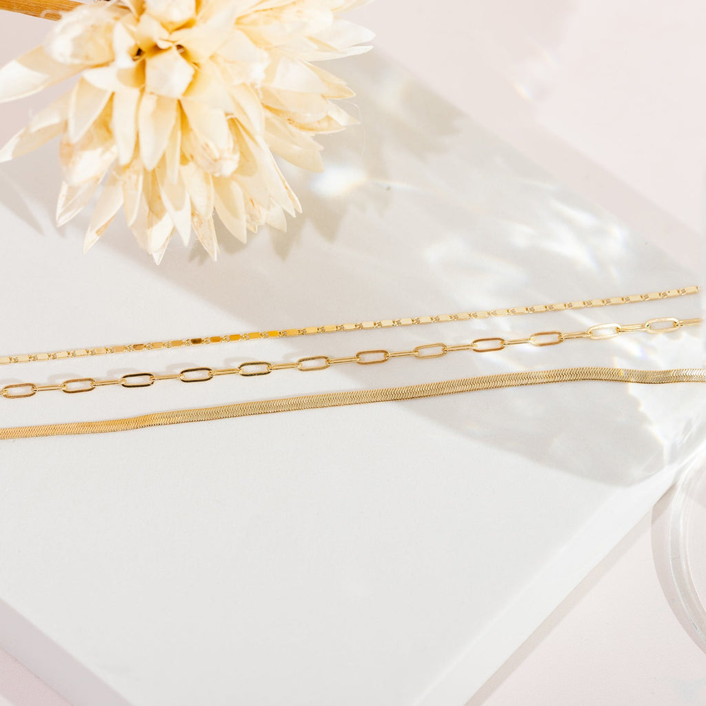 Layered Chain Necklace Yellow Gold Necklace 