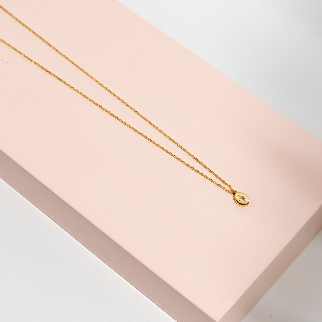 North Star Pendant Yellow Gold Necklace 