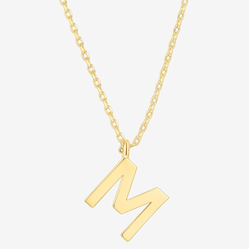 Initial Pendant M, Yellow Gold Necklace 