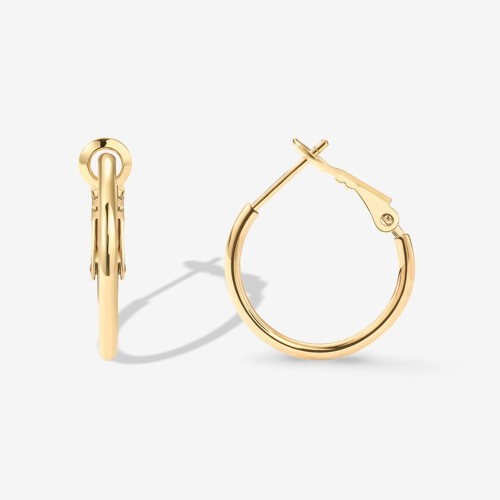 Clasp Back Thin Hoops Yellow Gold, 20 Millimeters Earring 