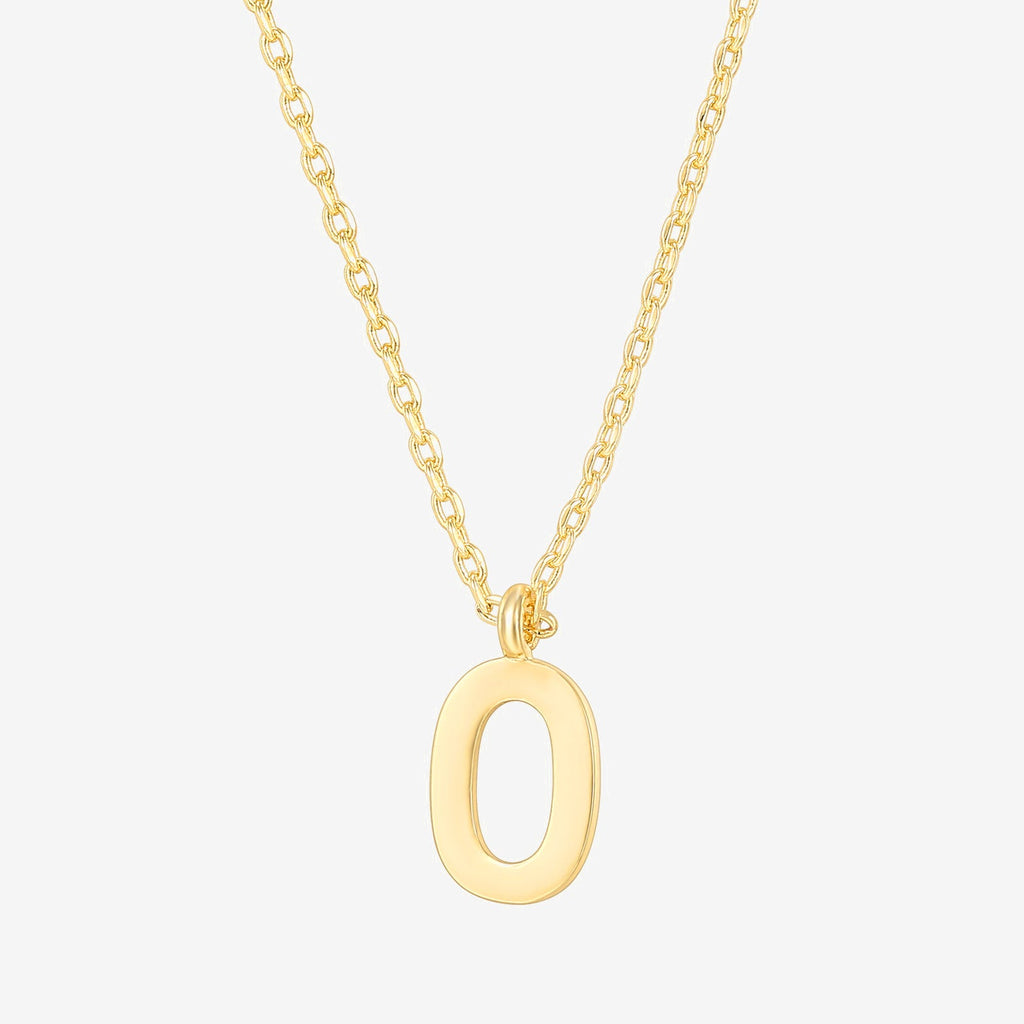 Initial Pendant O, Yellow Gold Necklace 