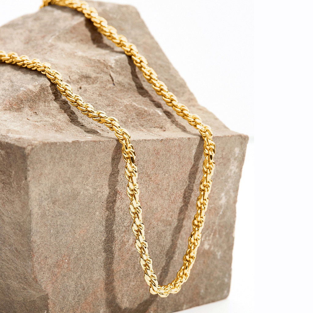 Rope Chain Necklace Yellow Gold Necklace 