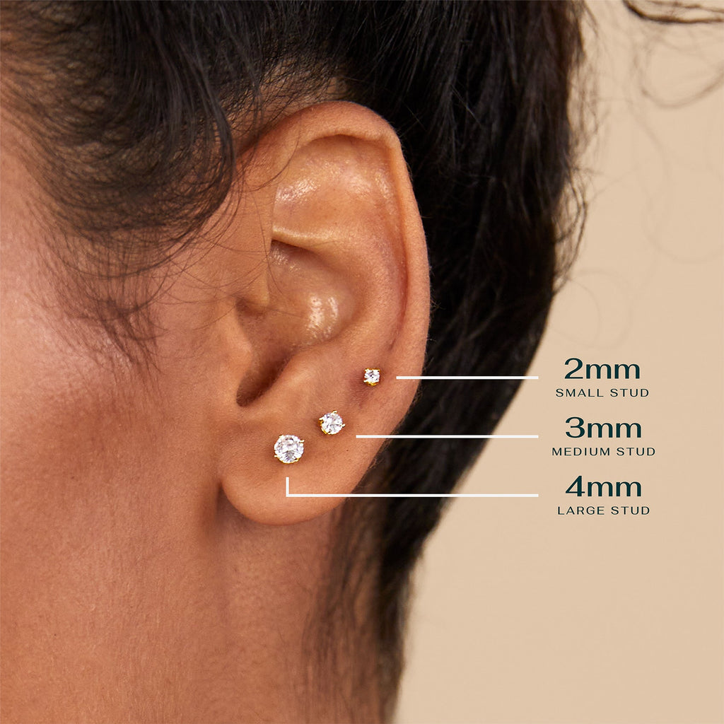 Cubic Zirconia Stud Screwbacks  Earrings 