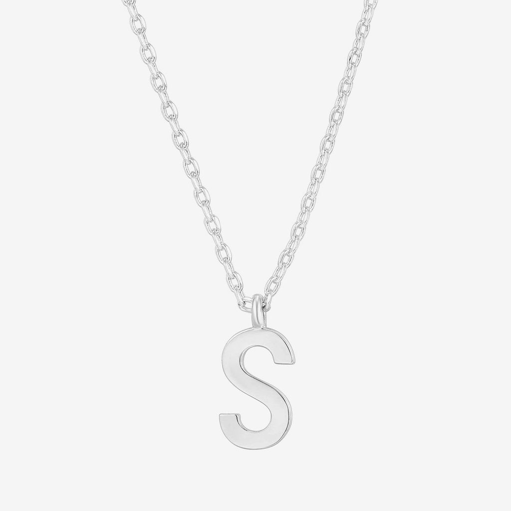 Initial Pendant S, White Gold Necklace 