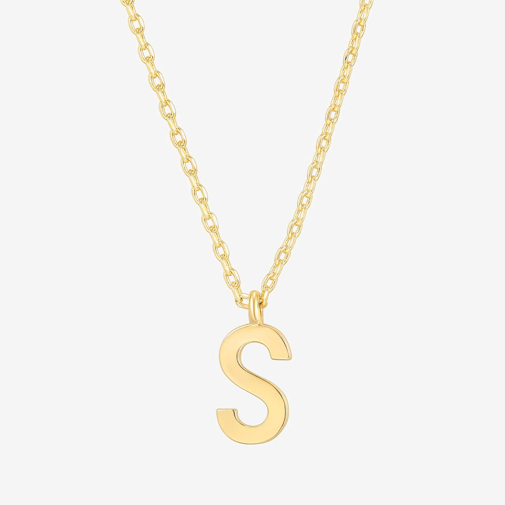 Initial Pendant S, Yellow Gold Necklace 